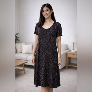 Gibson Latimer Black White Stretch Short Sleeve Midi T-shirt NWT Dress Size XS